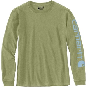 Carhartt Women’s Dearborn Loose LS Logo T-Shirt(Green Olive Heather)
