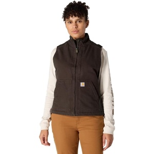 Carhartt Women’s Washed Duck Mock Neck Vest(Dark Brown)