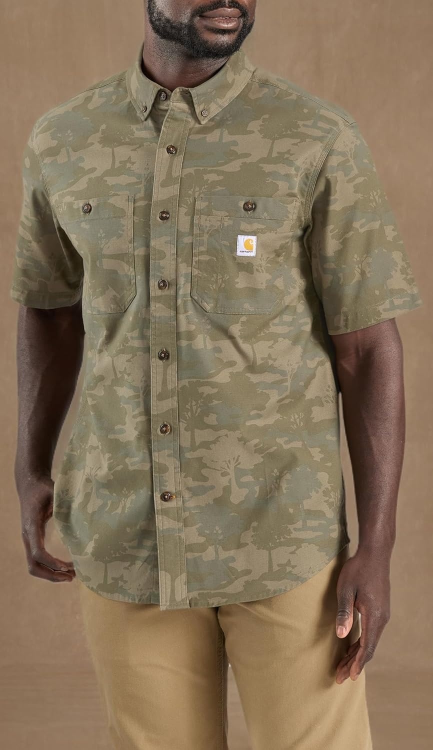 image:imageCarhartt Mens Windham Relaxed Ss ShirtBurnt Olive Tree Camo
