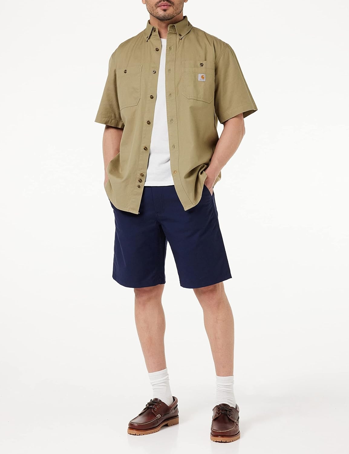 image:imageCarhartt Mens Windham Relaxed Ss ShirtDark Khaki