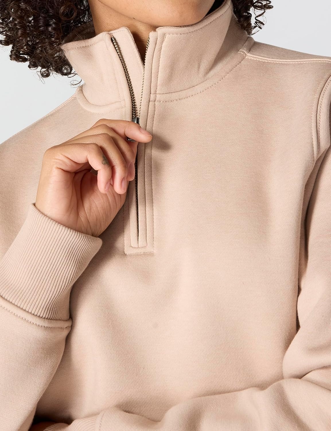 image:imageCarhartt Womens Clarksburg QuarterZip SweatshirtLight Taupe Heather