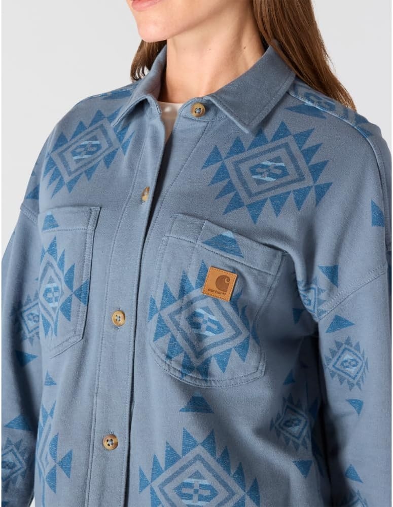 image:imageCarhartt Womens Durham Knit OvershirtB Yellowtail Iron Blue Print