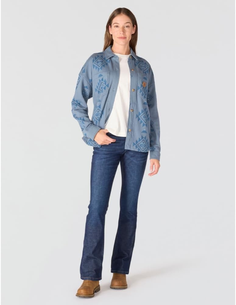 image:imageCarhartt Womens Durham Knit OvershirtB Yellowtail Iron Blue Print