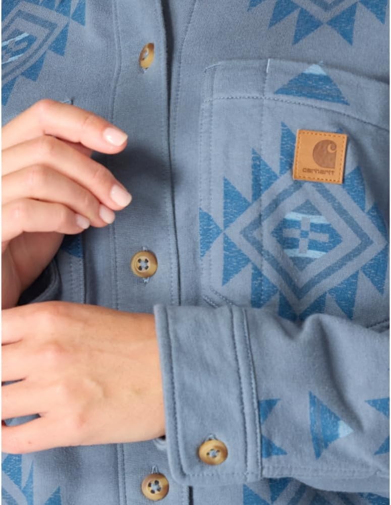 image:imageCarhartt Womens Durham Knit OvershirtB Yellowtail Iron Blue Print