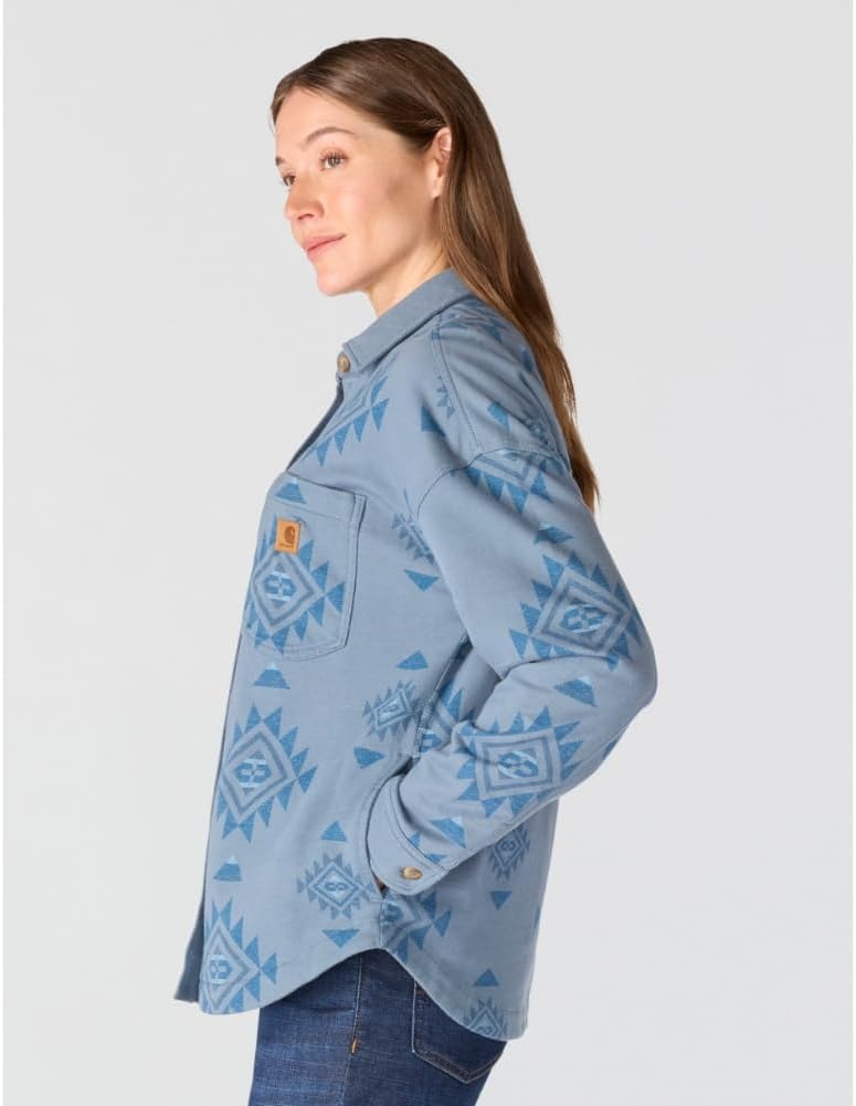 image:imageCarhartt Womens Durham Knit OvershirtB Yellowtail Iron Blue Print
