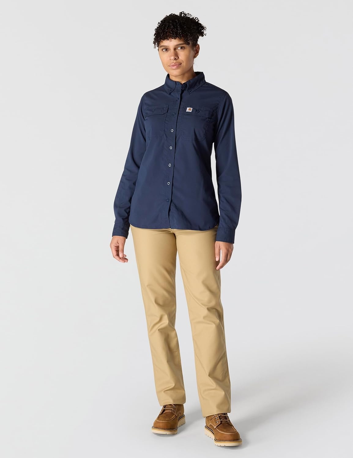 image:imageCarhartt Womens Force Relaxed Fit Lightweight Long Sleeve ShirtNavy