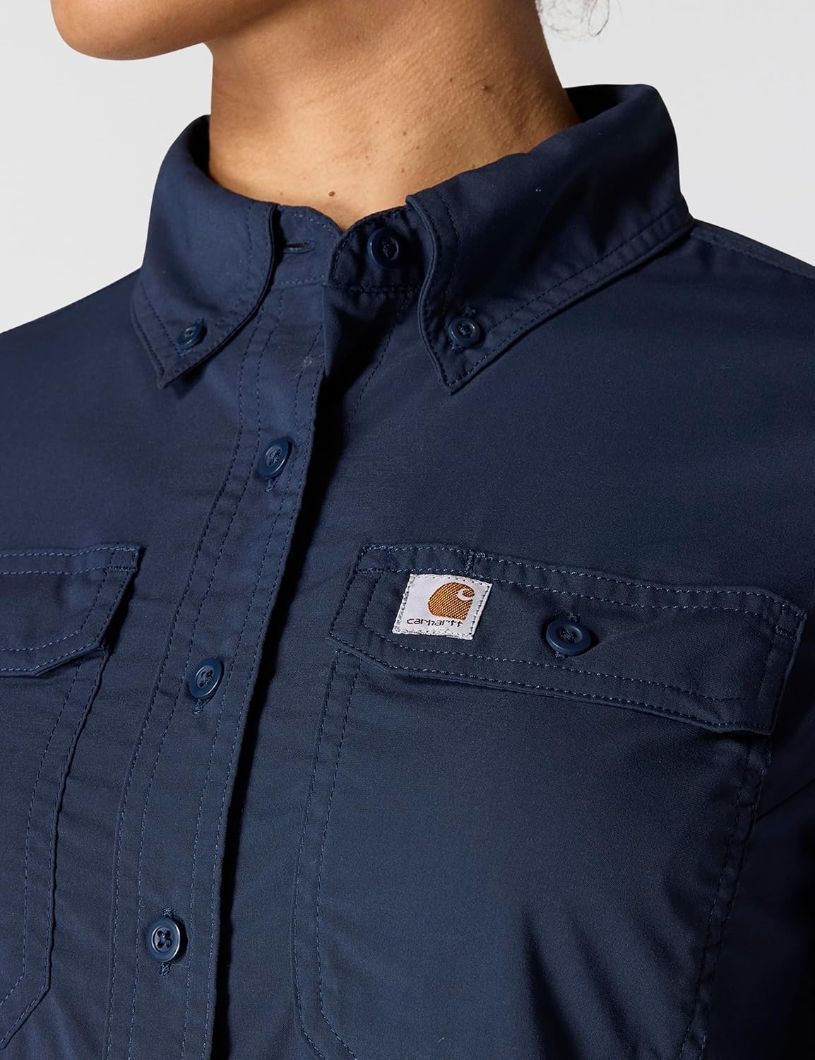 image:imageCarhartt Womens Force Relaxed Fit Lightweight Long Sleeve ShirtNavy