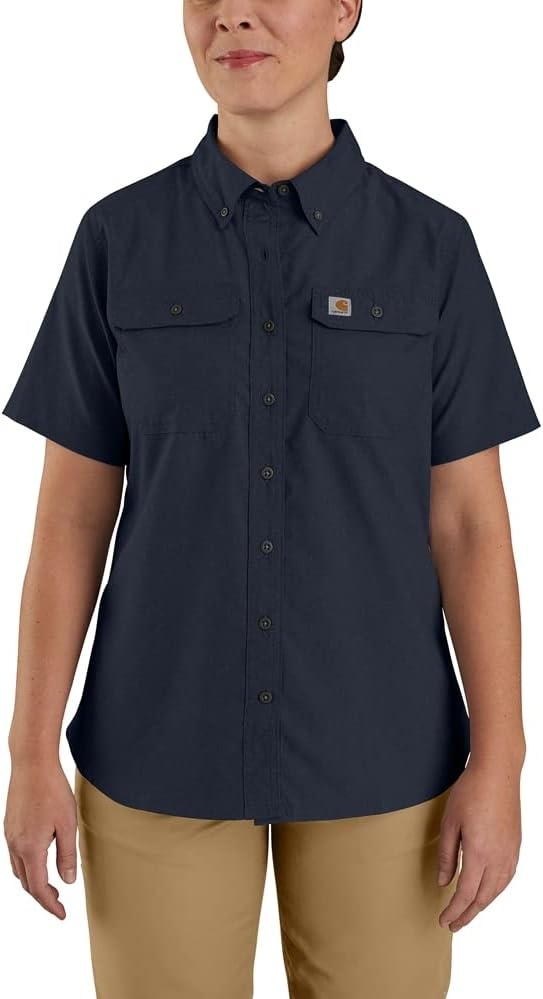 image:imageCarhartt Womens Force Relaxed Fit Lightweight Short Sleeve ShirtNavy