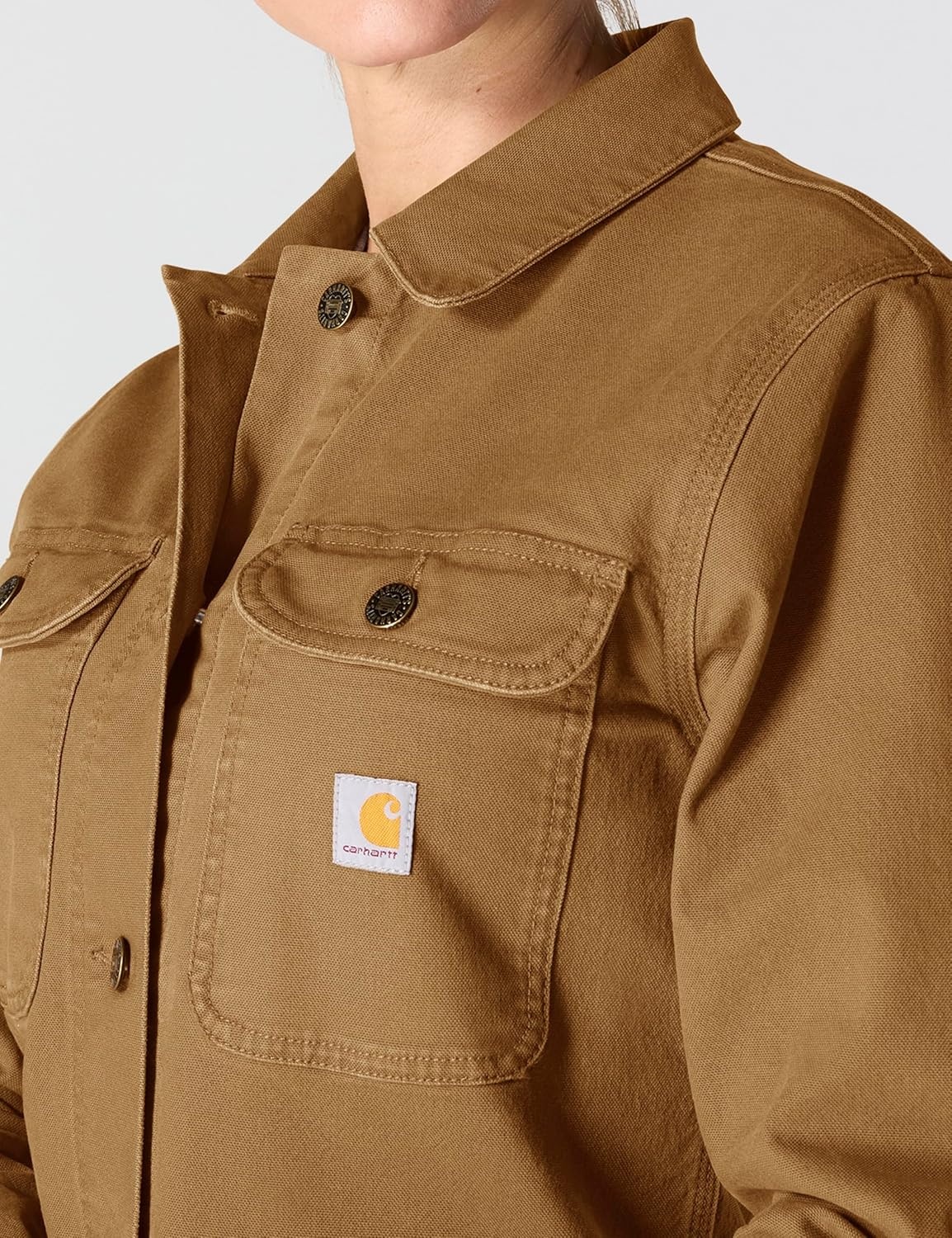 image:imageCarhartt Womens Iconic Stretch Duck Chore CoatCarhartt Brown