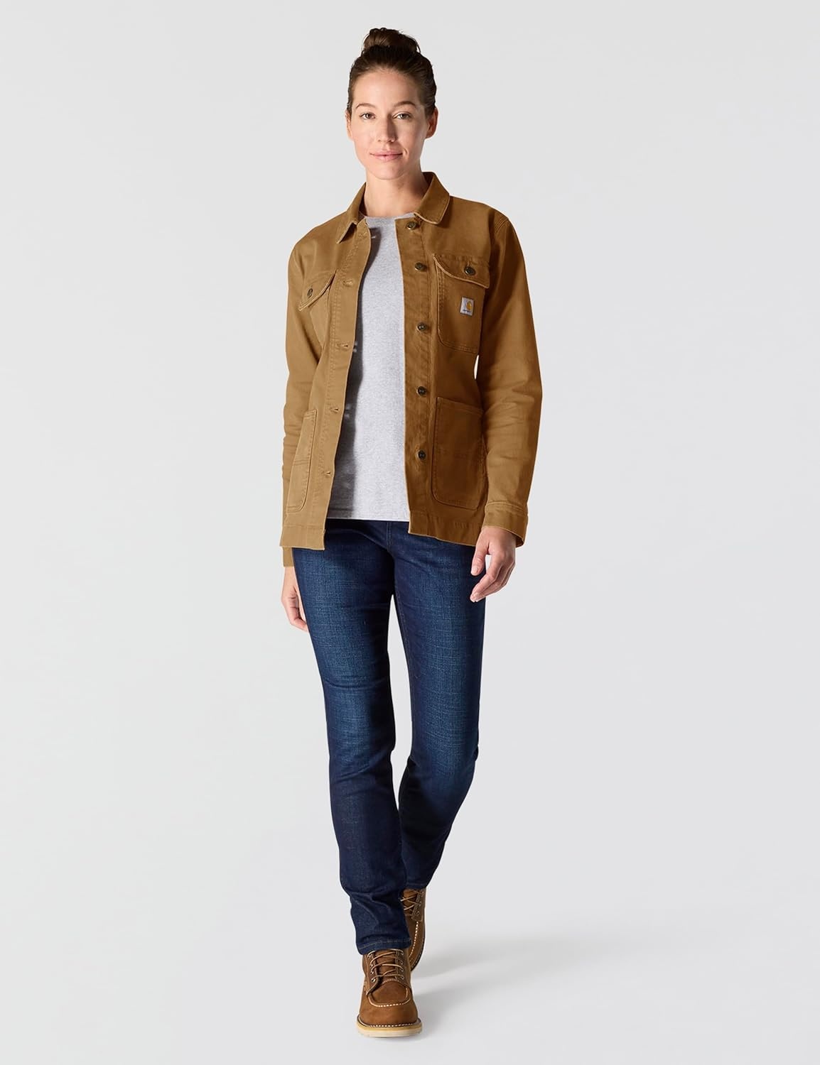image:imageCarhartt Womens Iconic Stretch Duck Chore CoatCarhartt Brown