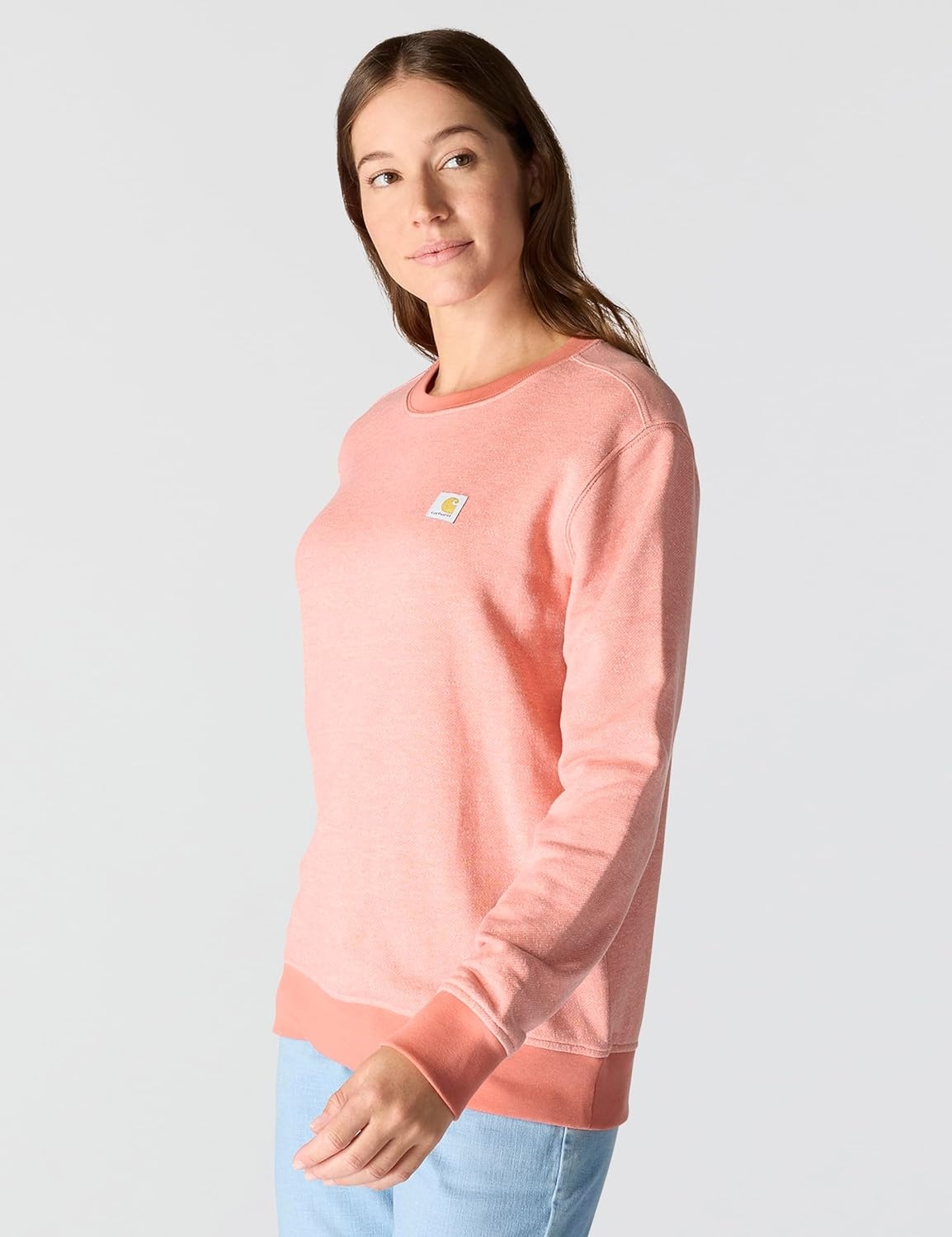 image:imageCarhartt Womens Relaxed Fit Midweight French Terry Crewneck SweatshirtDusty Cedar Heather