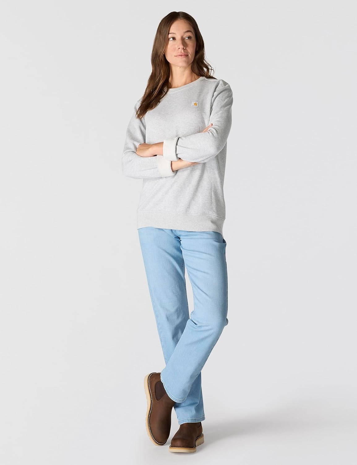 image:imageCarhartt Womens Relaxed Fit Midweight French Terry Crewneck SweatshirtHeather Gray