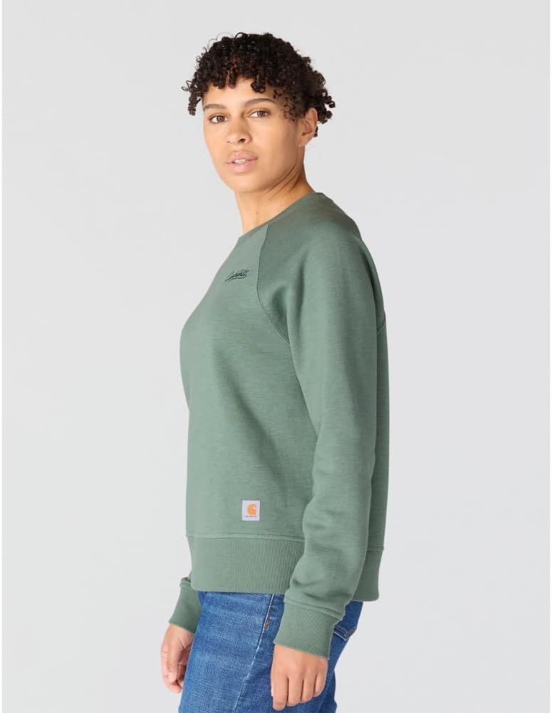 image:imageCarhartt Womens Sawyer Crewneck SweatshirtGreen Slate Heather