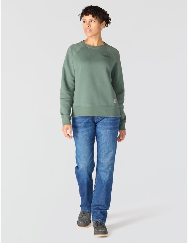 image:imageCarhartt Womens Sawyer Crewneck SweatshirtGreen Slate Heather