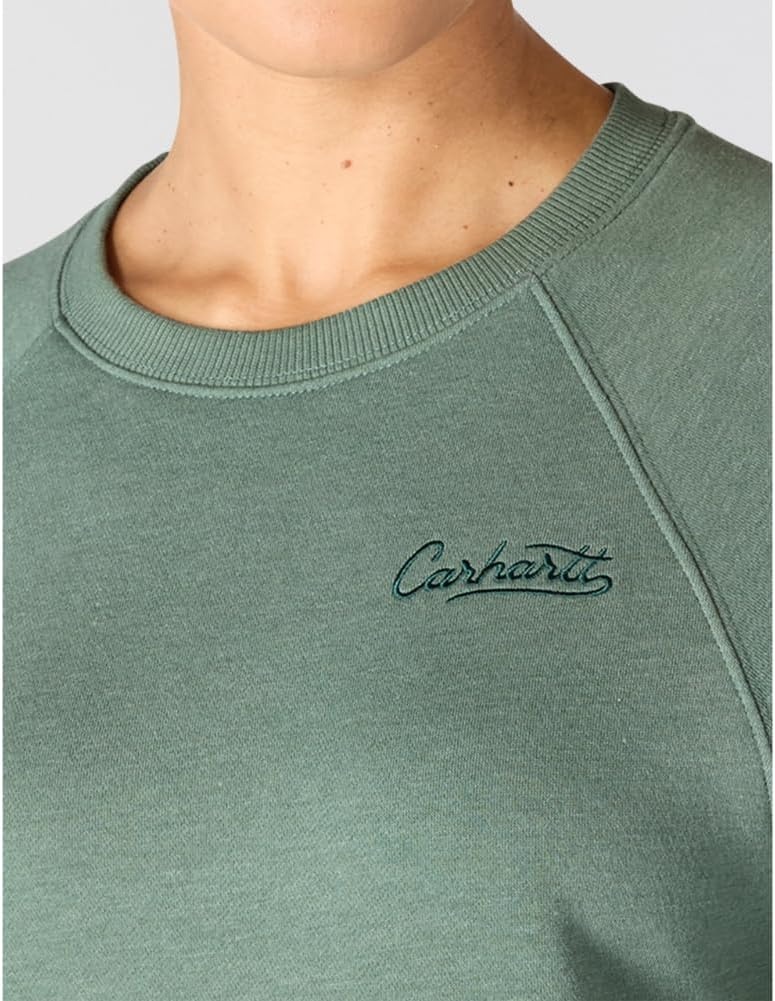 image:imageCarhartt Womens Sawyer Crewneck SweatshirtGreen Slate Heather