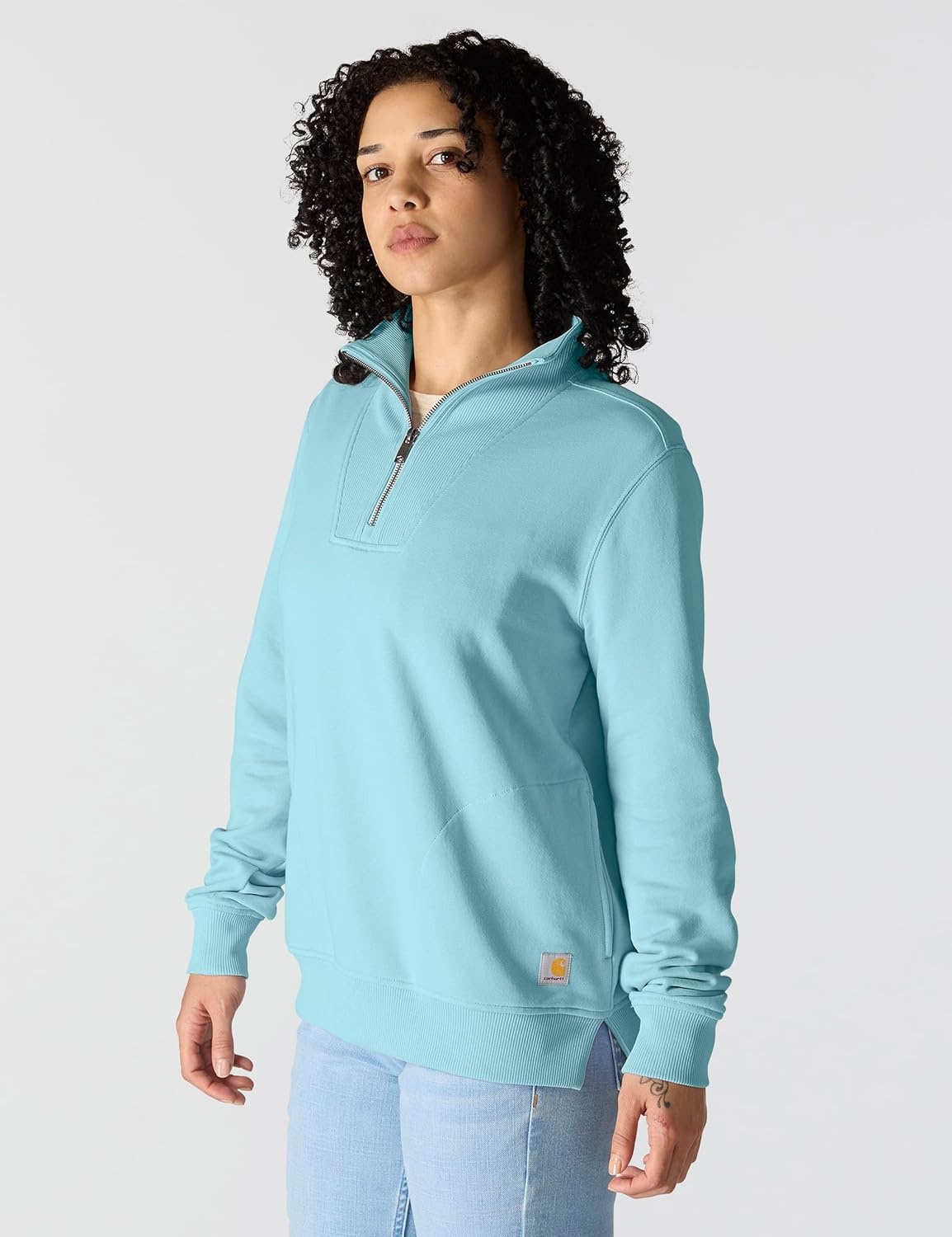 image:imageCarhartt Womens TENCEL Fiber Series HalfZip SweatshirtDusted Aqua