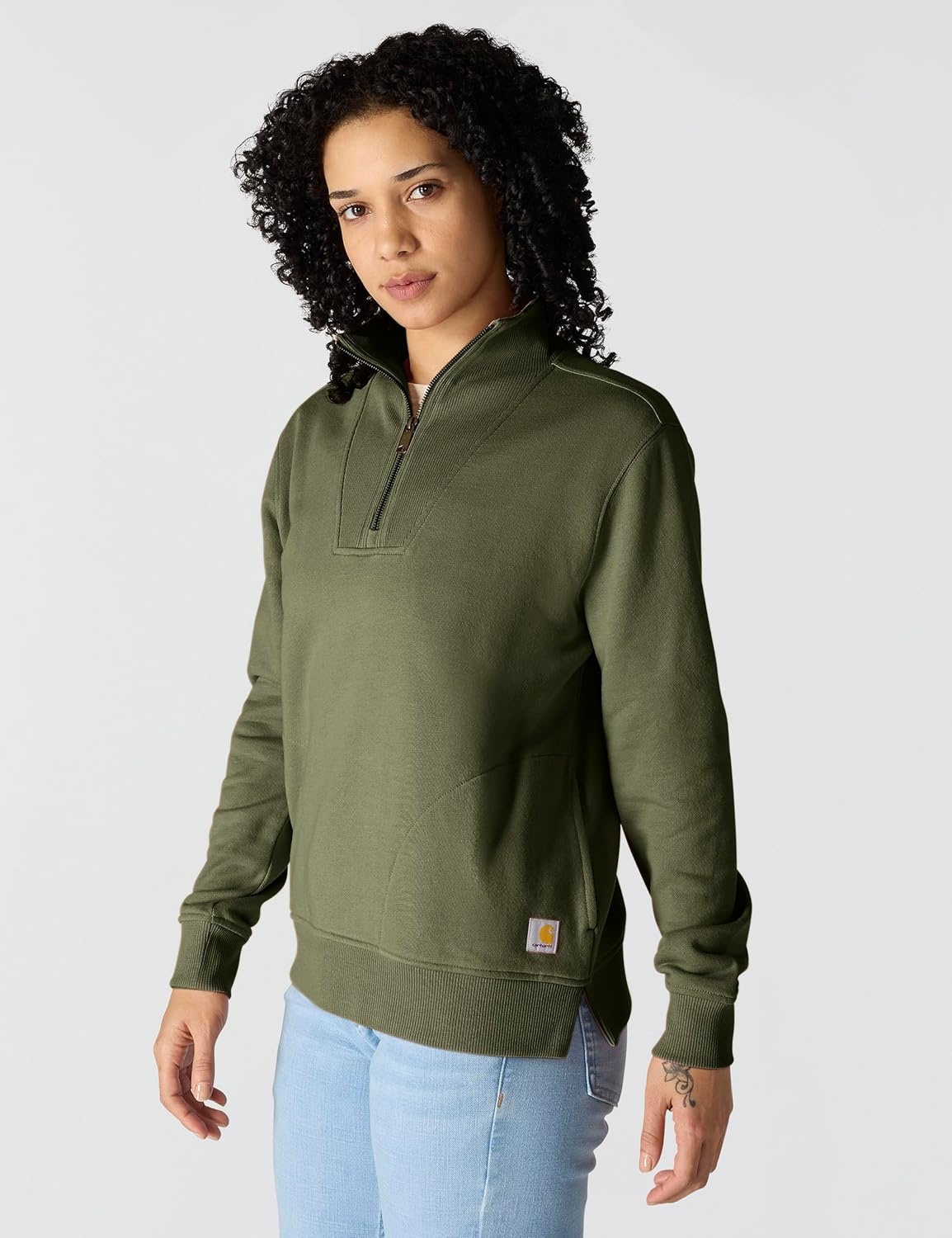 image:imageCarhartt Womens TENCEL Fiber Series HalfZip SweatshirtDusty Olive