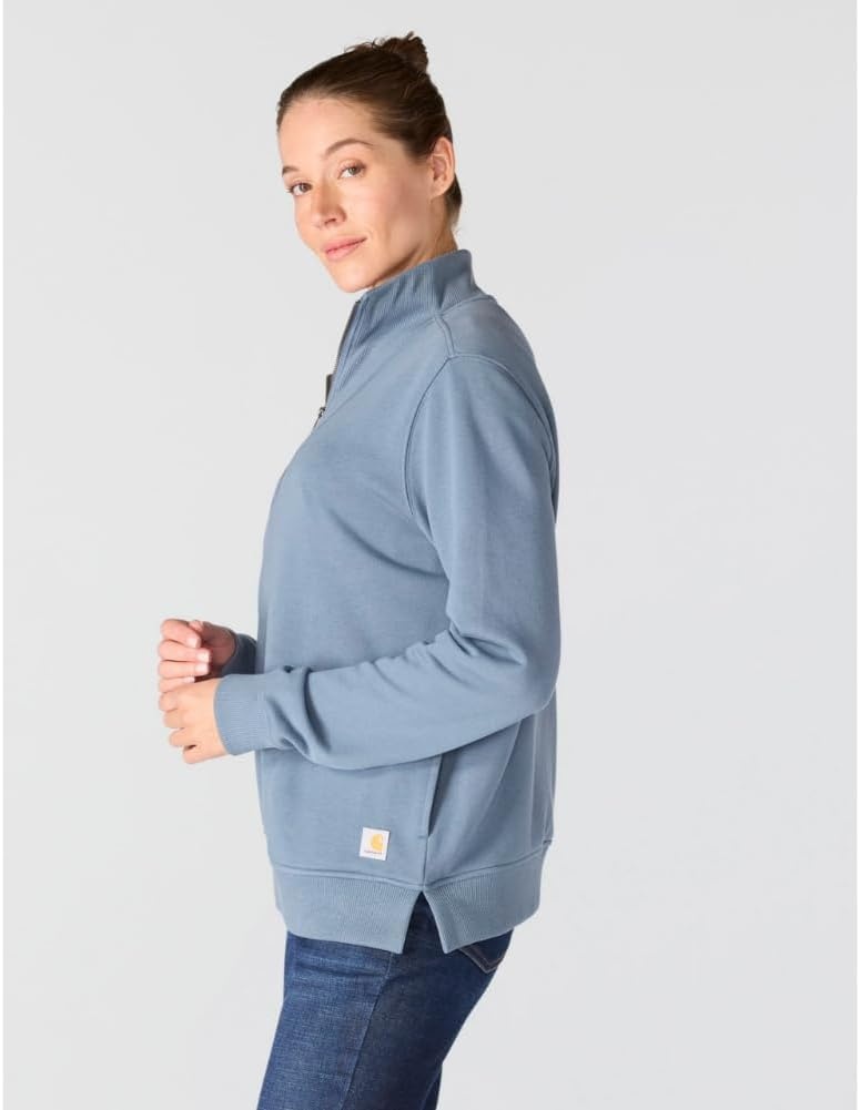 image:imageCarhartt Womens TENCEL Fiber Series HalfZip SweatshirtIron Blue