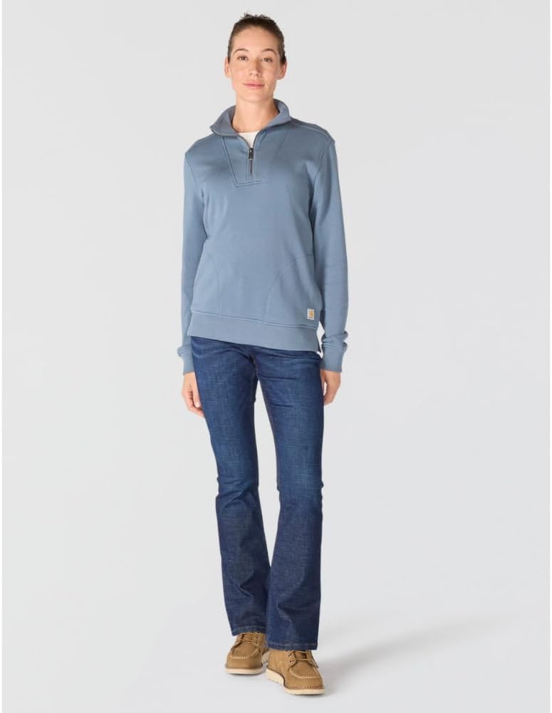 image:imageCarhartt Womens TENCEL Fiber Series HalfZip SweatshirtIron Blue