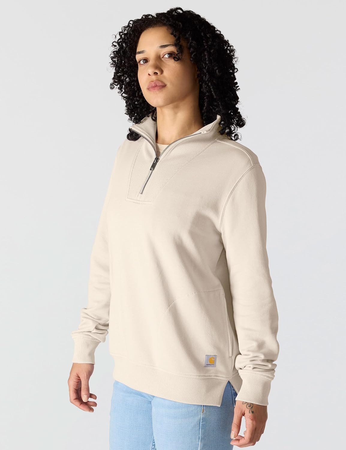 image:imageCarhartt Womens TENCEL Fiber Series HalfZip SweatshirtOat Milk