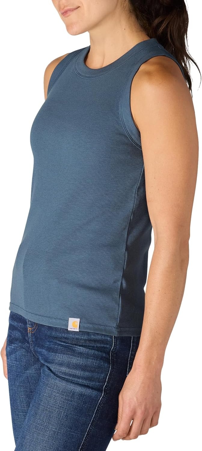image:imageCarhartt Womens Tencel Fiber Series Fitted Ribbed TankIron Blue