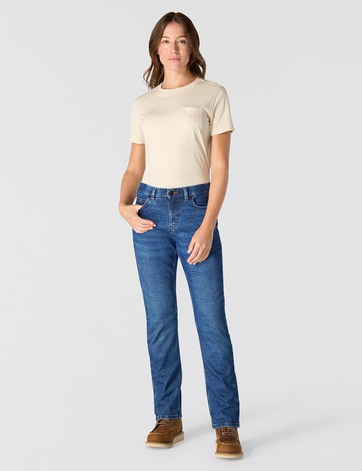image:imageCarhartt Womens The Essential Mid Rise Comfort Jeans Performance Fit Stretch DenimGrotto