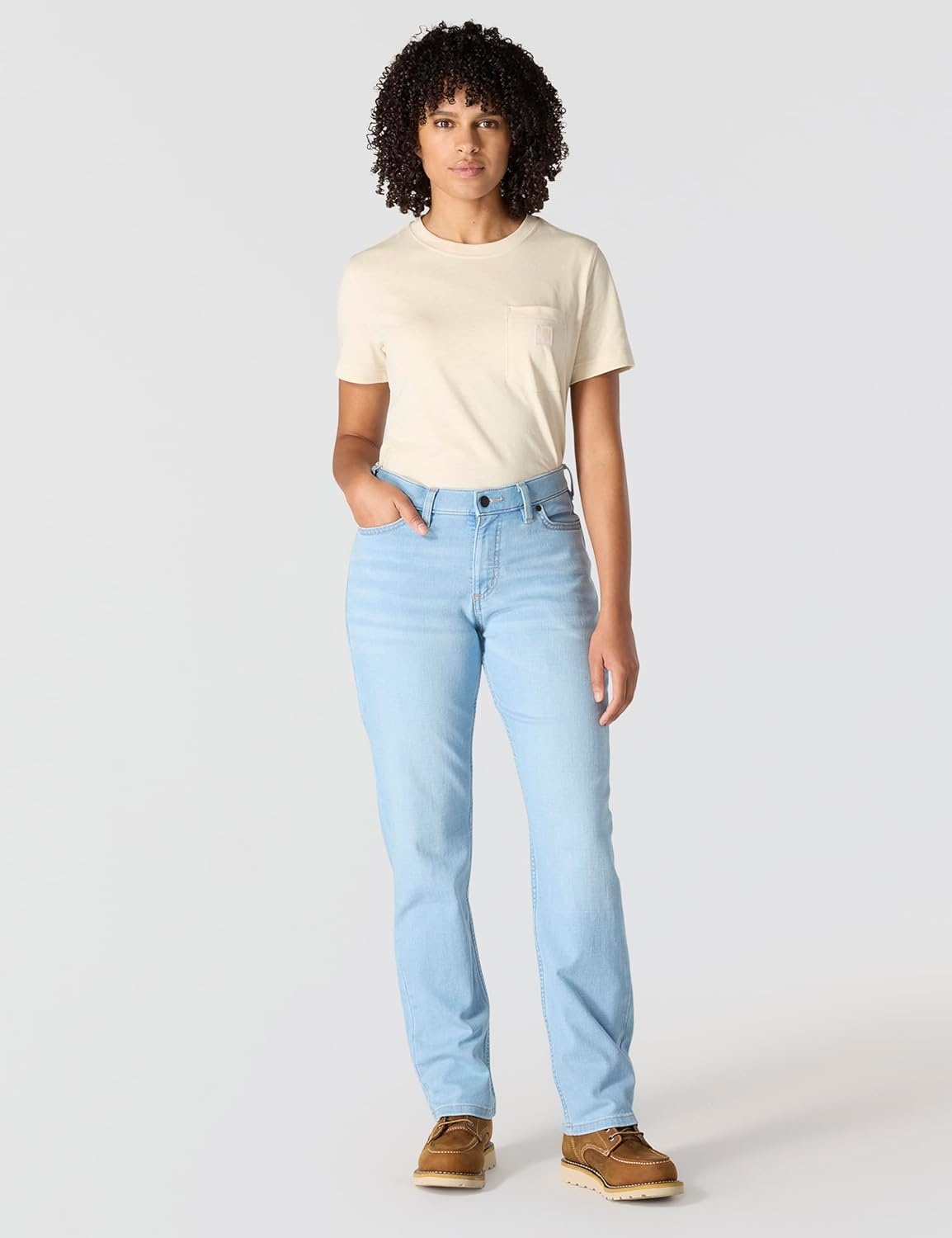 image:imageCarhartt Womens The Essential Mid Rise Comfort Jeans Performance Fit Stretch DenimMorning Sky