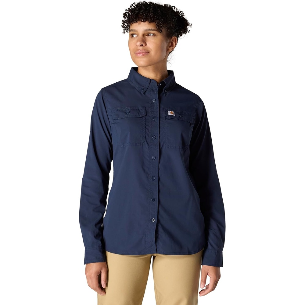 image:imageCarhartt Womens Force Relaxed Fit Lightweight Long Sleeve ShirtNavy