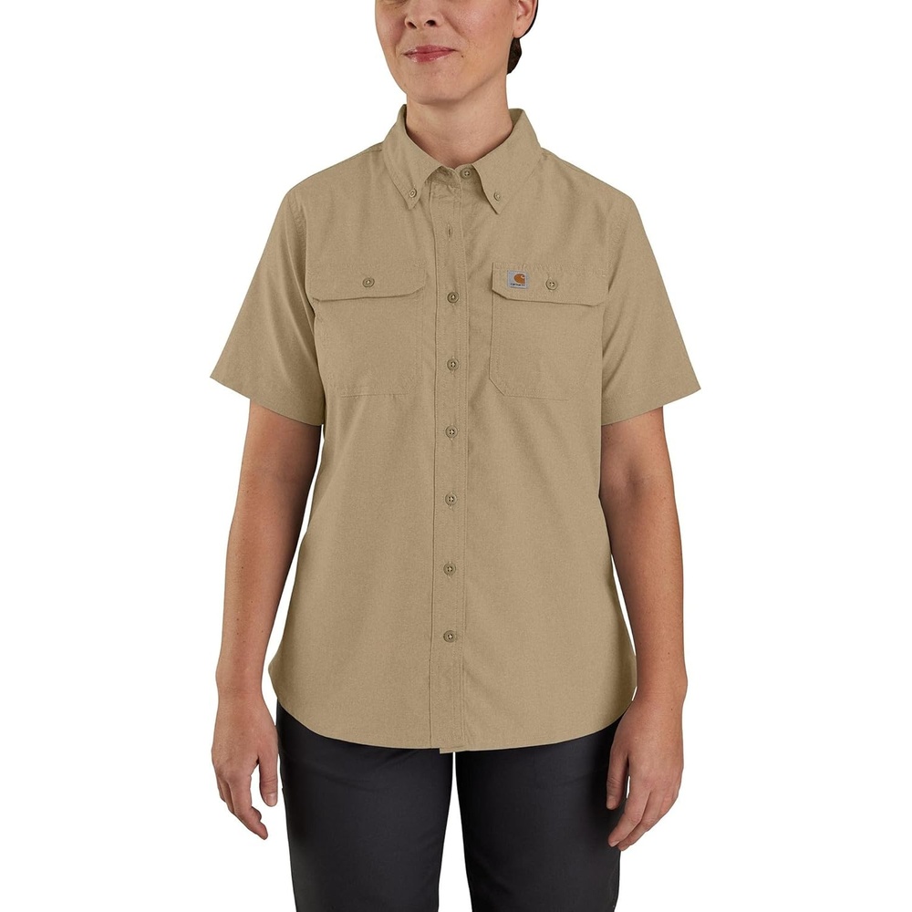 image:imageCarhartt Womens Force Relaxed Fit Lightweight Short Sleeve ShirtDark Khaki