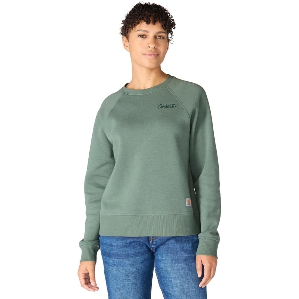 image:imageCarhartt Womens Sawyer Crewneck SweatshirtGreen Slate Heather