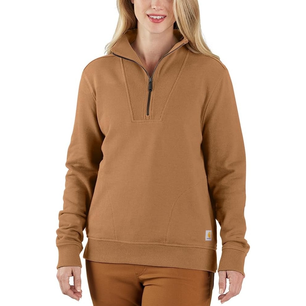 image:imageCarhartt Womens TENCEL Fiber Series HalfZip SweatshirtCarhartt Brown