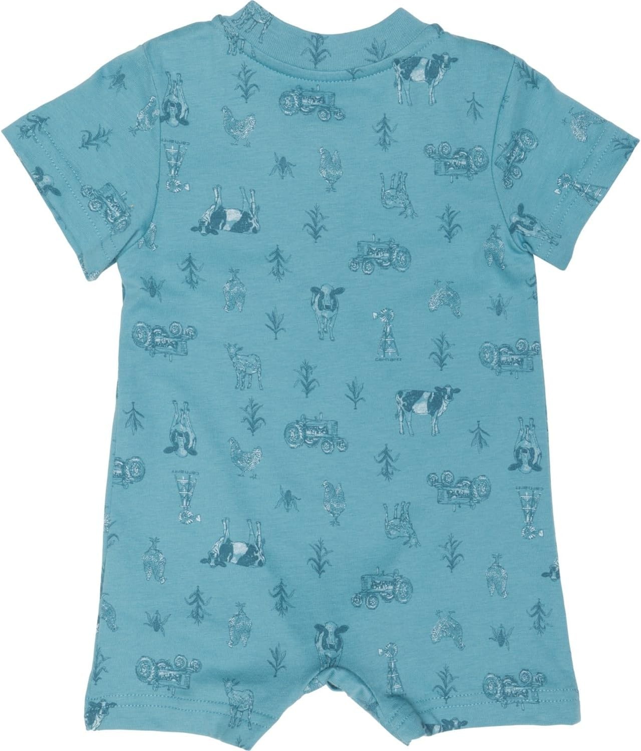image:imageCarhartt 8772 Infant Newborn Baby Boys ShortSleeve Farm Print Romper Adriatic Blue