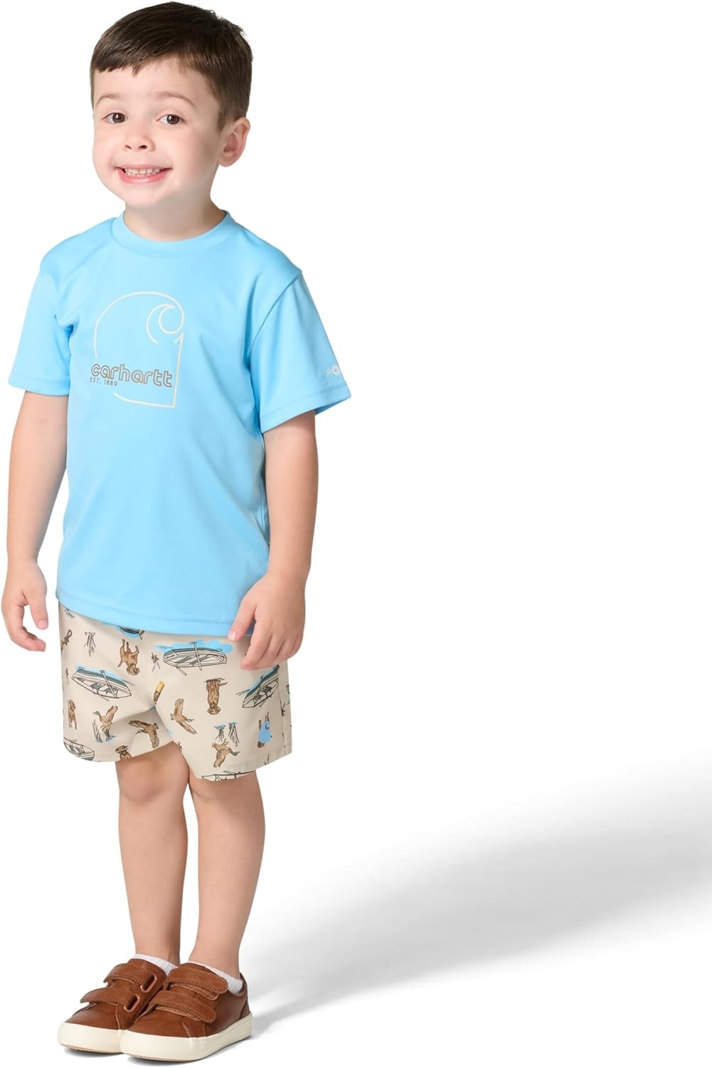 image:imageCarhartt Baby Boys 2piece Short Sleeve Sun Defender Force Shirt amp Woven Short SetSand