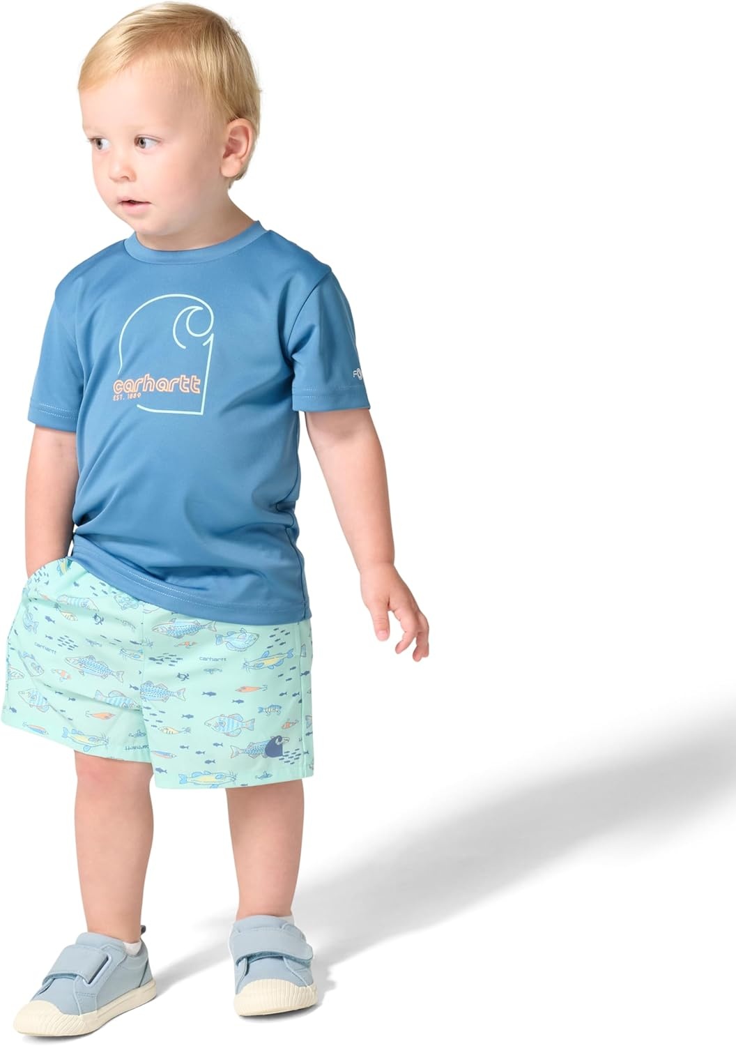 image:imageCarhartt Baby Boys 2piece Short Sleeve Sun Defender Force Shirt amp Woven Short SetYucca