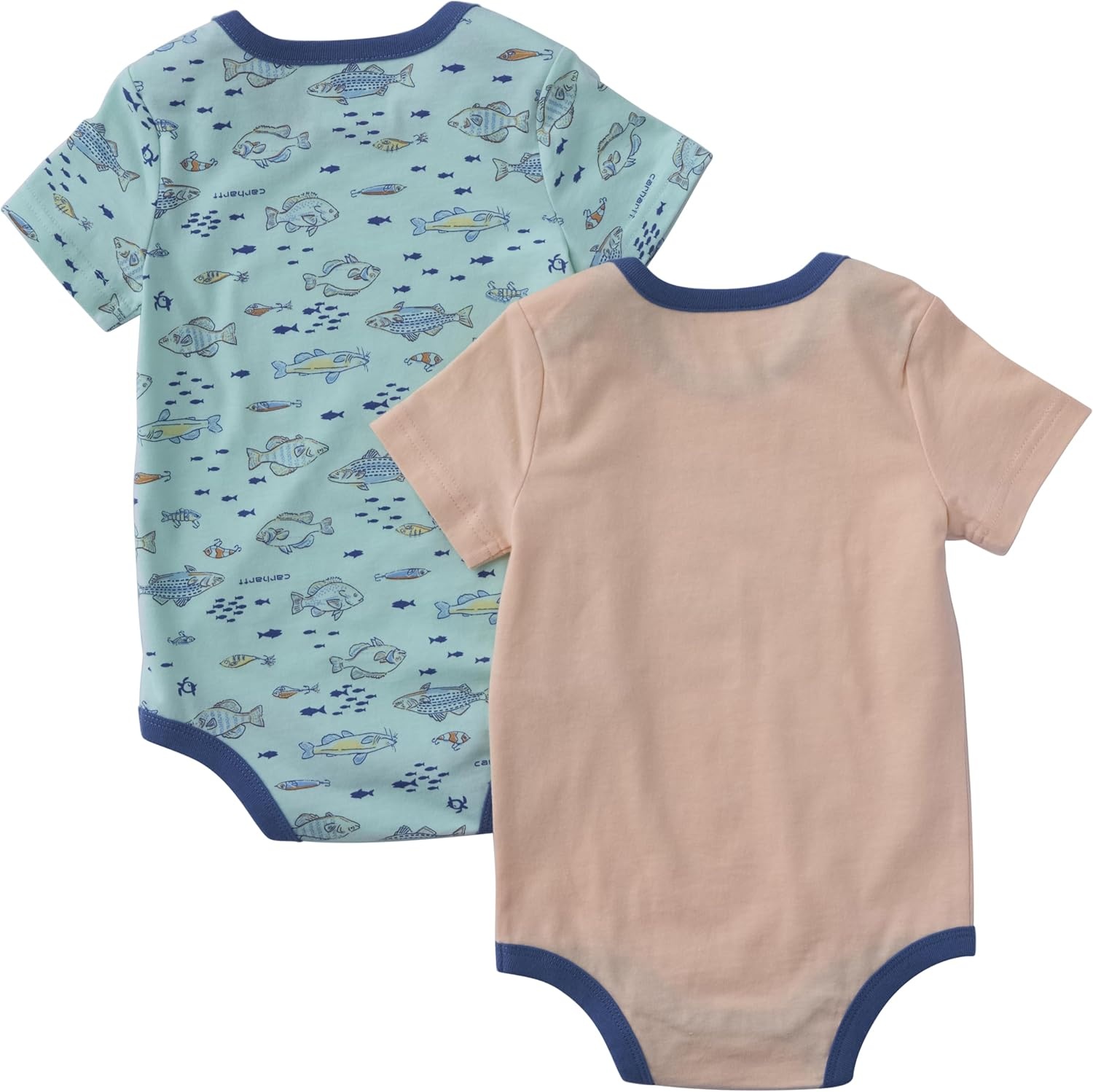 image:imageCarhartt Baby Boys Set of Two Printed Short Sleeve Knit BodysuitBright Turquoise and Orange Fish Print