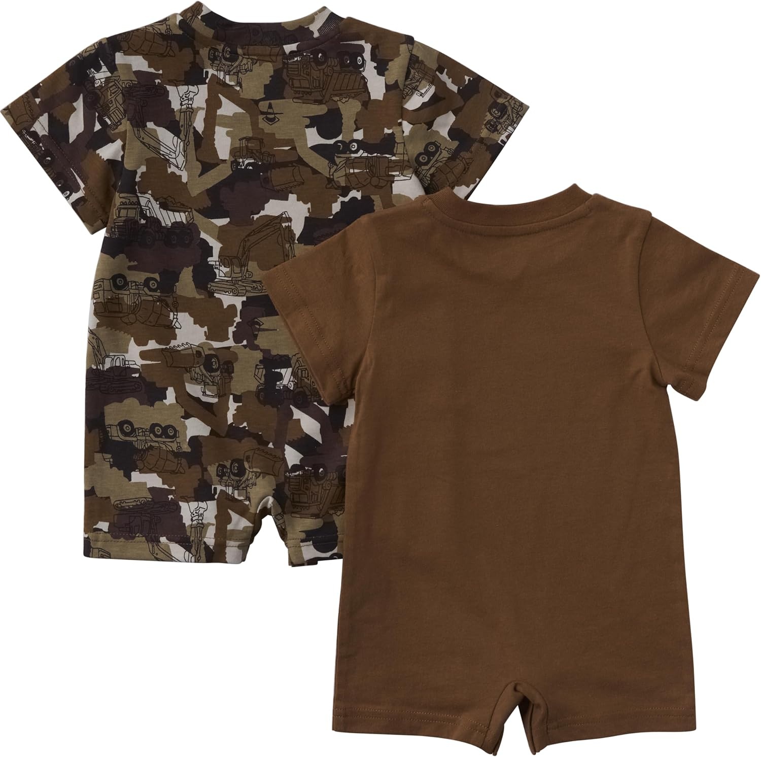 image:imageCarhartt Baby Boys Set of Two Short Sleeve Shorts Knit Romper SetCarhartt Brown Camo Construction