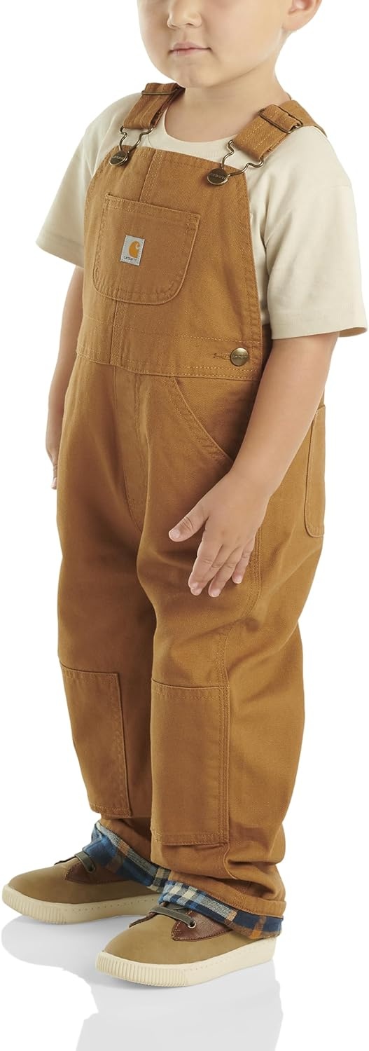 image:imageCarhartt Baby Boys Washed Canvas Flannel Lined Bib OverallCarhartt Brown