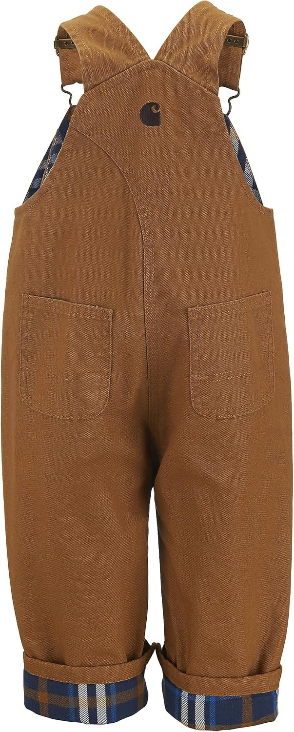 image:imageCarhartt Baby Boys Washed Canvas Flannel Lined Bib OverallCarhartt Brown