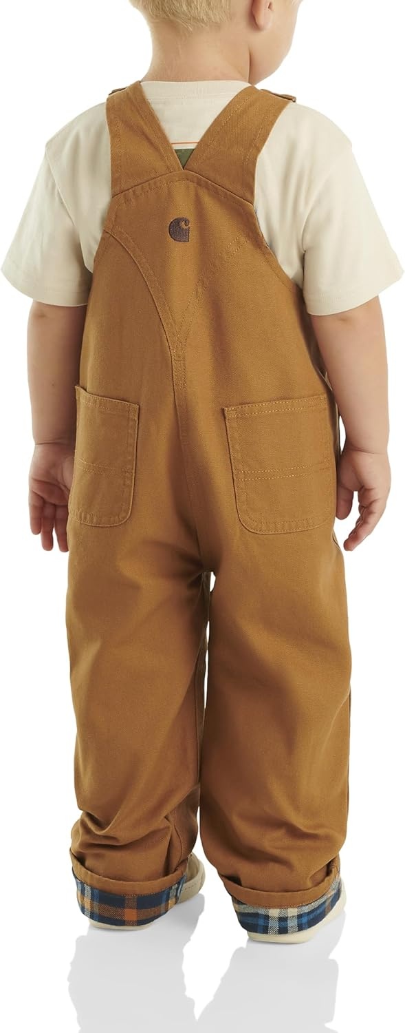 image:imageCarhartt Baby Boys Washed Canvas Flannel Lined Bib OverallCarhartt Brown
