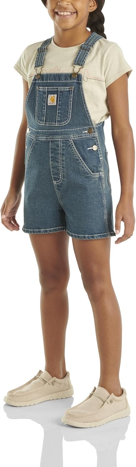 image:imageCarhartt Baby Loose Fit Jean Overall Shorts Denim ShortallsMedium Wash Denim