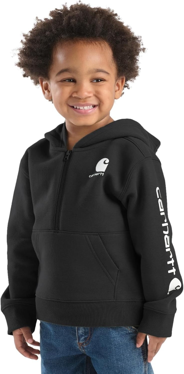 image:imageCarhartt Boys HalfZip Hooded Pullover SweatshirtCaviar Black