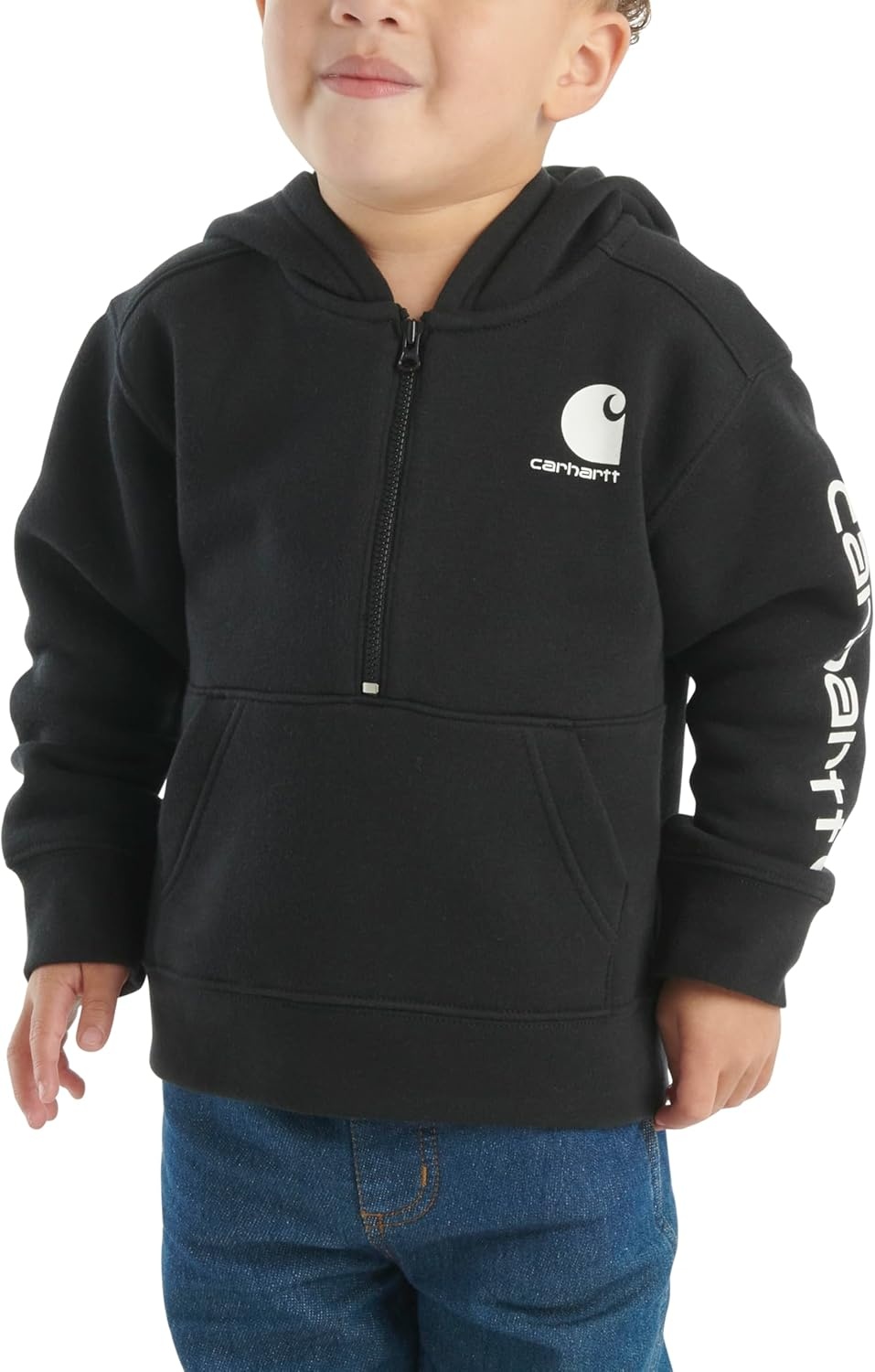image:imageCarhartt Kids CA6273 LongSleeve HalfZip Sweatshirt BoysCaviar Black White