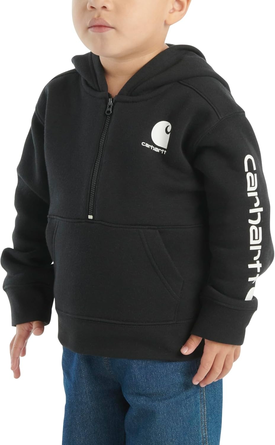image:imageCarhartt Kids CA6273 LongSleeve HalfZip Sweatshirt BoysCaviar Black White
