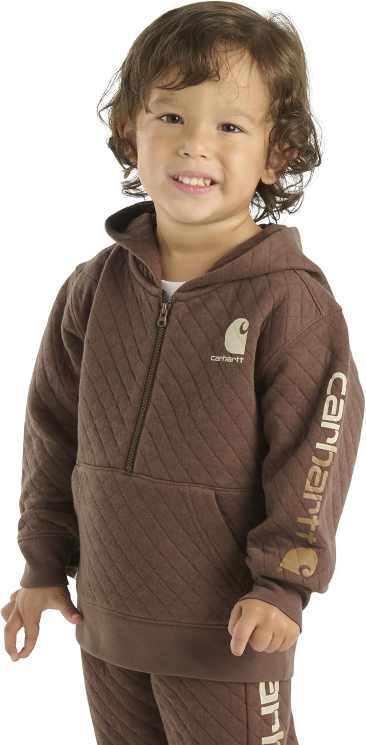 image:imageCarhartt Kids CA6273 LongSleeve HalfZip Sweatshirt BoysChestnut Brown