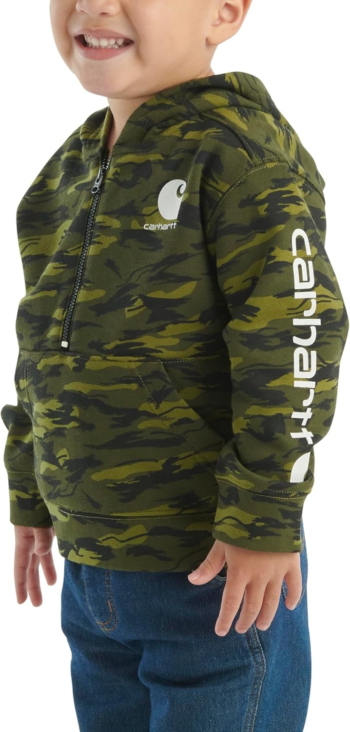 image:imageCarhartt Kids CA6273 LongSleeve HalfZip Sweatshirt BoysGreen Camo
