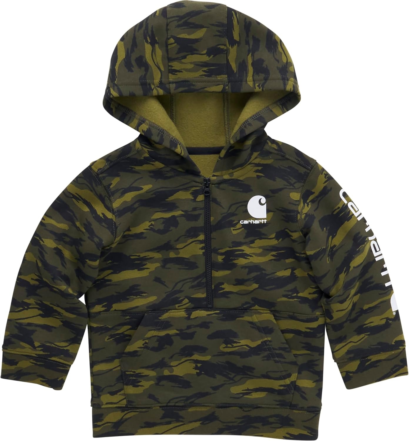 image:imageCarhartt Kids CA6273 LongSleeve HalfZip Sweatshirt BoysGreen Camo