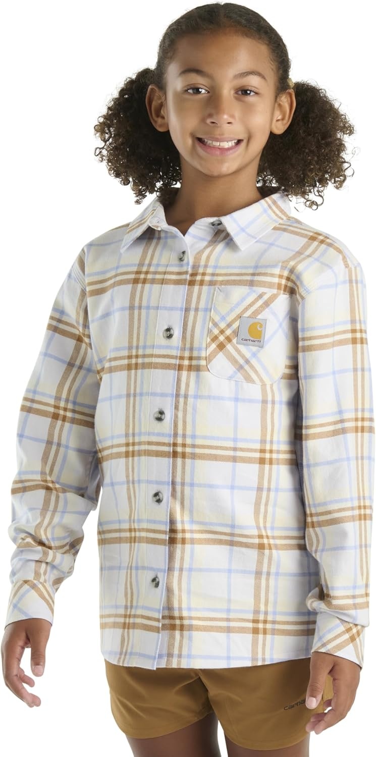 image:imageCarhartt Kids CE9157 LongSleeve Pocket Flannel Shirt GirlsPastel Purple