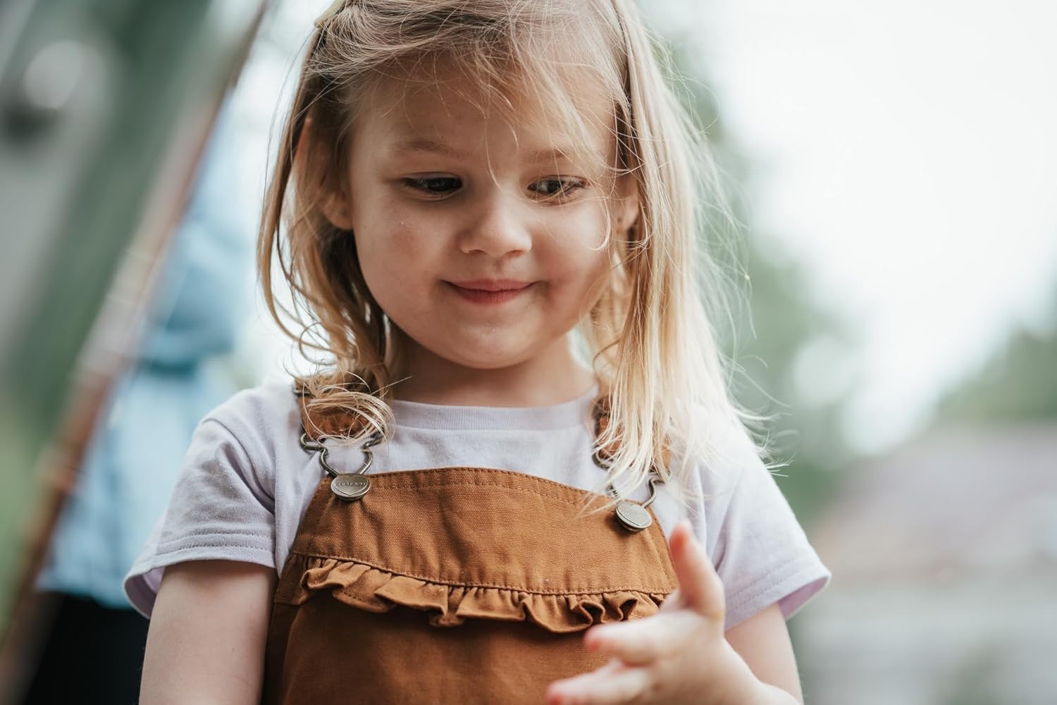 image:imageCarhartt Kids CM9748 Canvas Ruffle Front Shortall GirlsCarhartt Brown