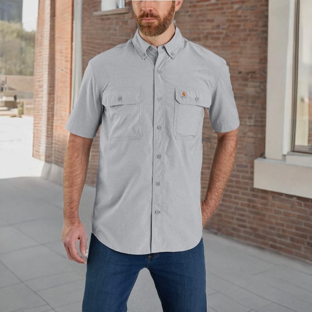 image:imageCarhartt Mens 105292 Force Relaxed Fit Lightweight Short Sleeve ShirtSteel