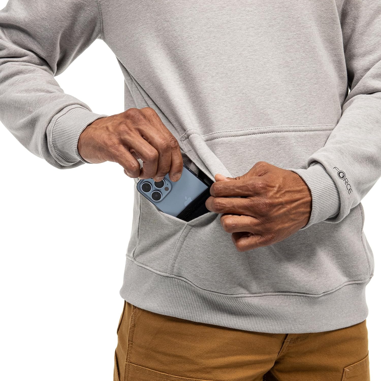 image:imageCarhartt Mens 106655 Force Relaxed Fit Lightweight Logo Graphic SweatAsphalt Heather Closeout